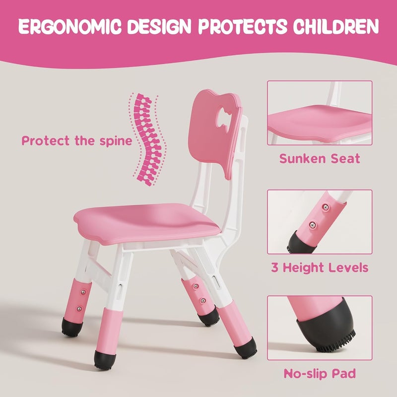 Brelley Kids Table and 2 Chairs Set, Height Adjustable Toddler Desk 31.5" L x 23.6" W and Chair Set, Graffiti Desktop, Classroom/Daycare/Home, Children Multi-Activity Table for Ages 2-8 - Image 4